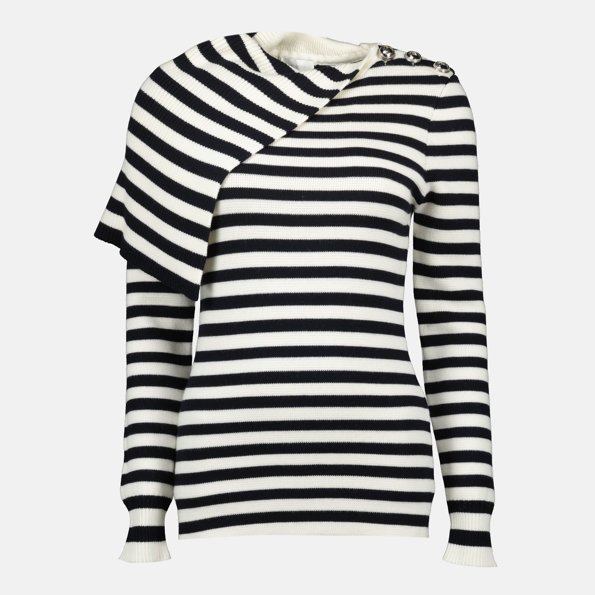 Image de l'article Pull marinière de la marque Rabanne pour Femme - Saison Automne-Hiver 2025 - Vue de Face