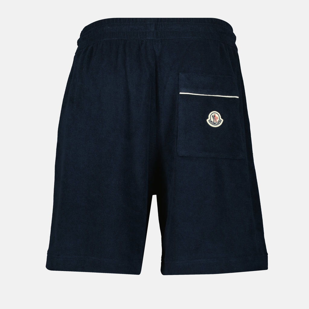 Shorts Calções de Algodão de Toalha Moncler Azul escuro Homme