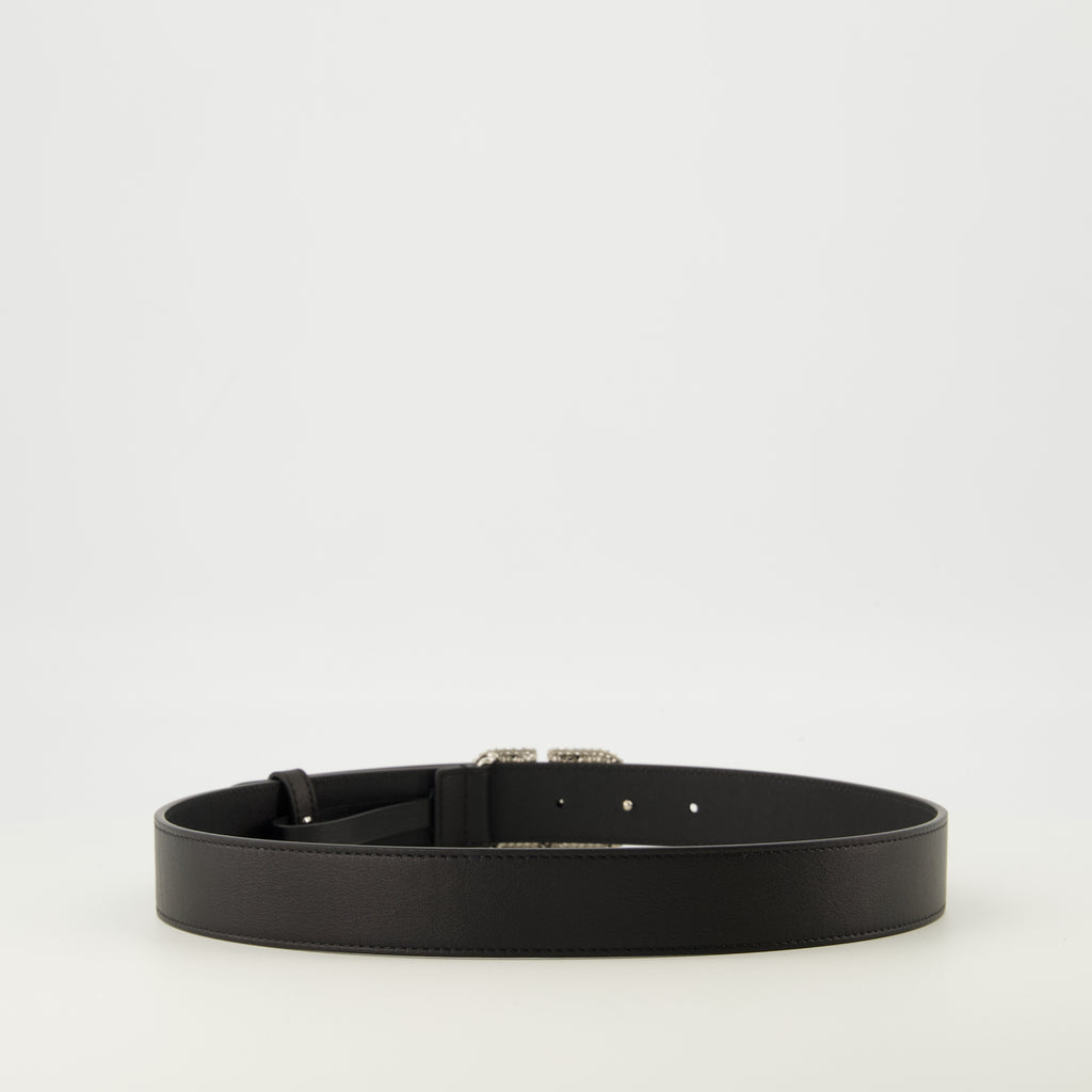 Image de l'article Ceinture VLogo noir avec cristaux Swarovski® 30 mm de la marque Valentino Garavani pour Femme - Saison Printemps-Été 2026 - Vue de Dos