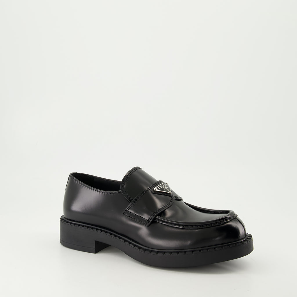 Mocassins Mocassins Chocolate en cuir Prada Noir Homme