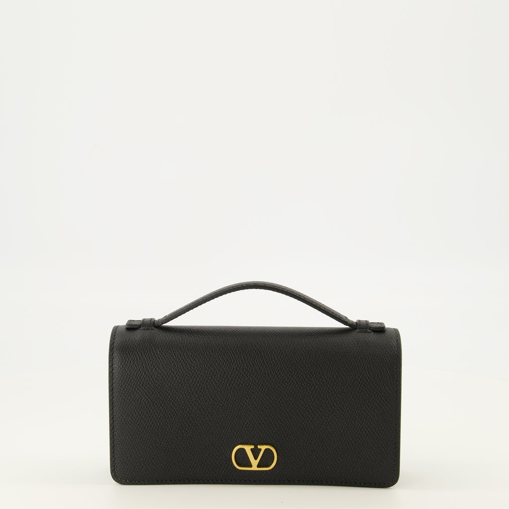 Petite maroquinerie VLogoチェーン財布 ブラックレザー Valentino Garavani Noir Femme