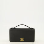 Petite maroquinerie VLogo Chain Wallet in Black Leather Valentino Garavani Noir Femme