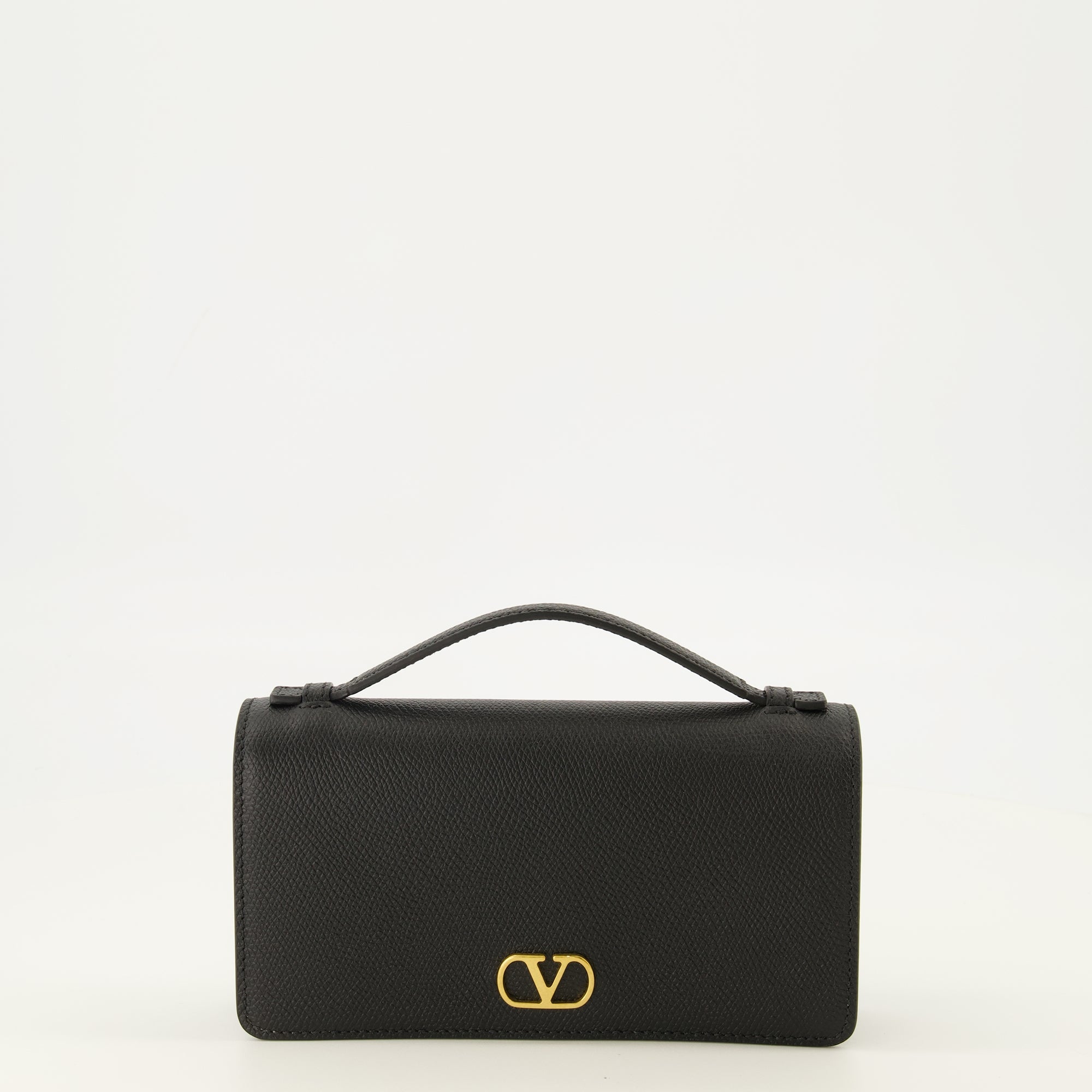 Petite maroquinerie VLogo Kettenbörse aus schwarzem Leder Valentino Garavani Noir Femme