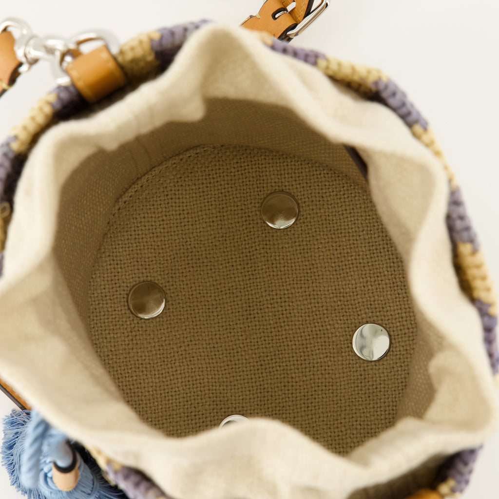Sacs seau Petit sac seau en raphia à motif rayé bleu Valentino Garavani Bleu Femme
