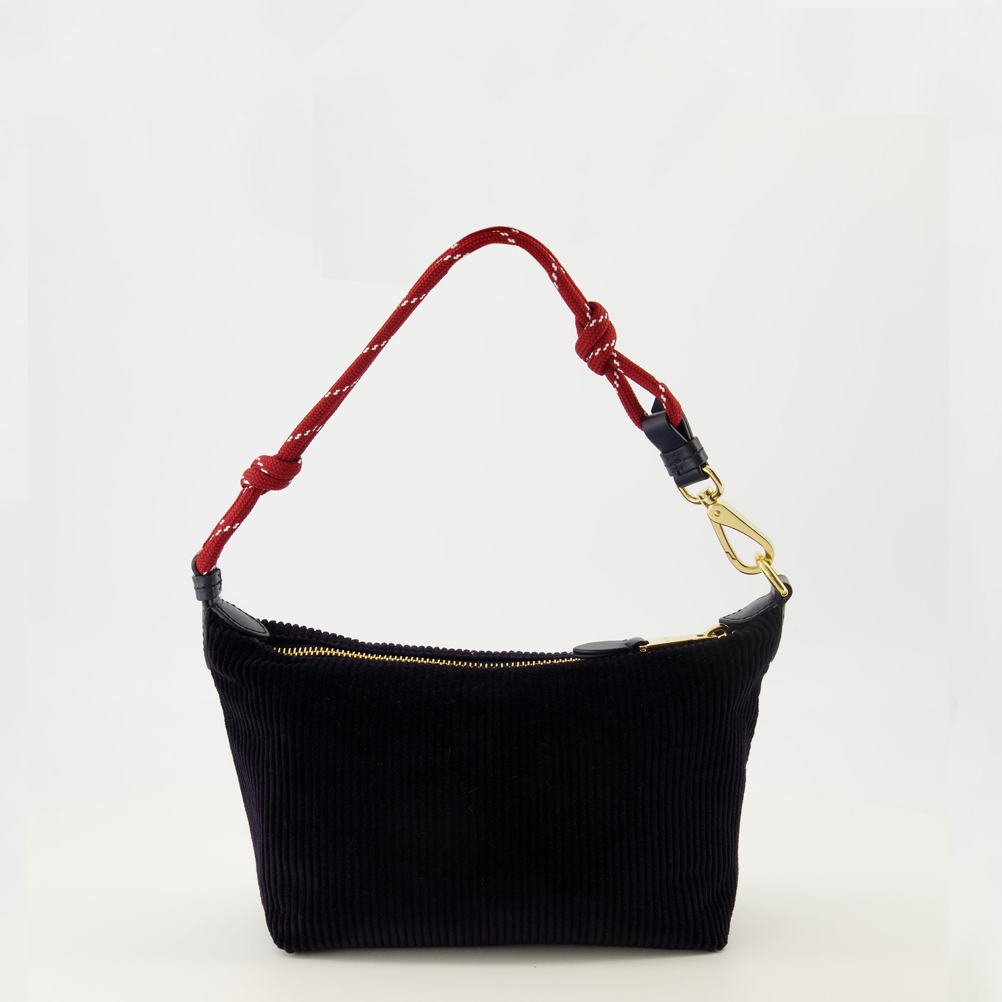 Imagem da clutch em veludo corduroy azul marinho da marca Miu Miu para mulher - Temporada Primavera-Verão 2026 - Vista Traseira