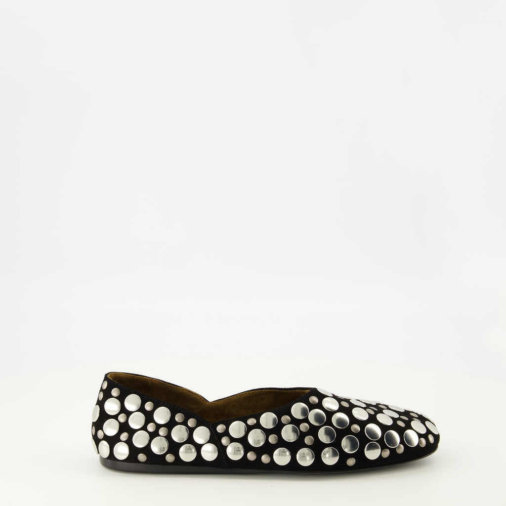 Imagem das Ballerinas Jane em camurça preta da marca Khaite para mulher - Temporada Primavera-Verão 2026 - Vista lateral direita