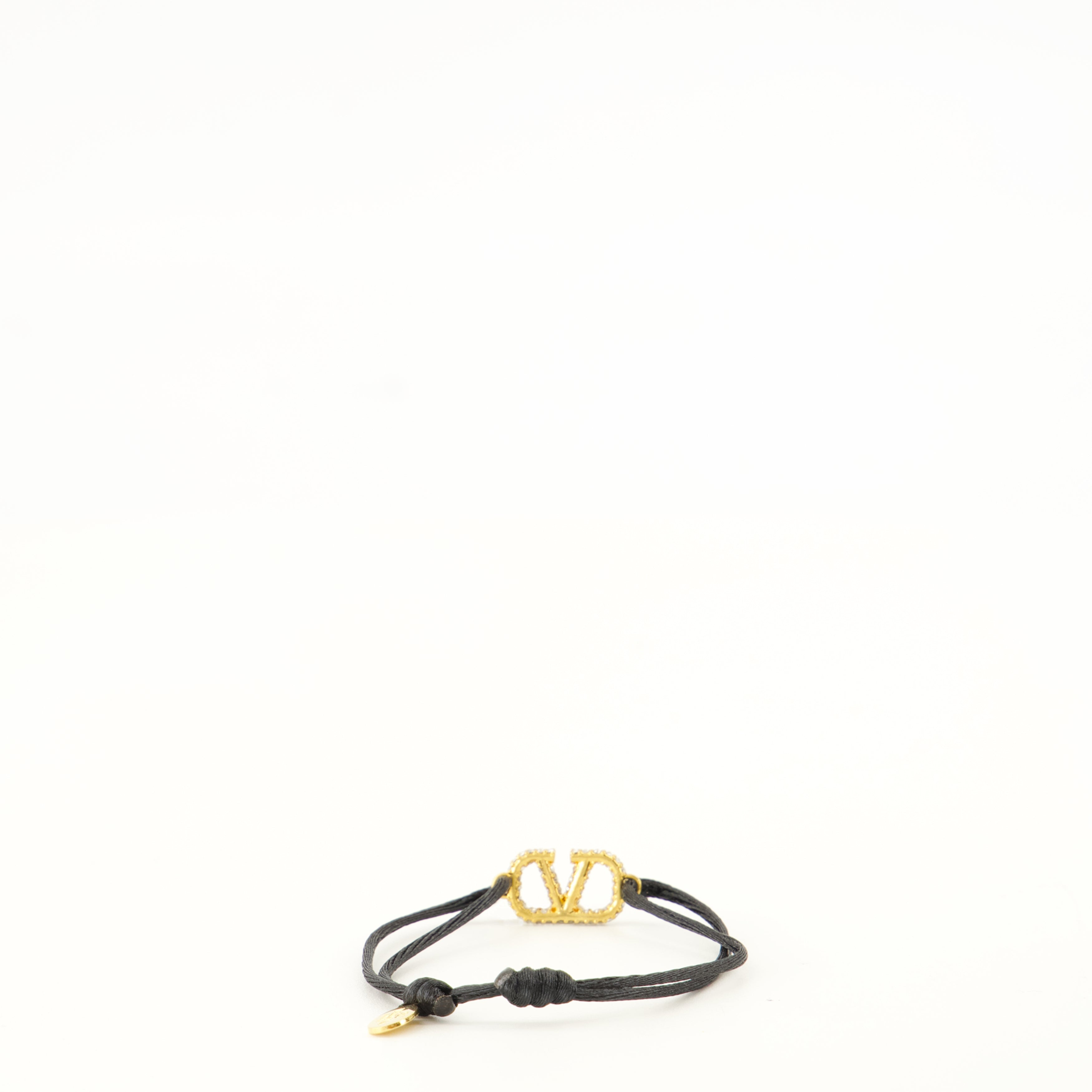 Bijoux Bracelet VLogo en coton et cristaux Swarovski® Valentino Garavani Noir Femme