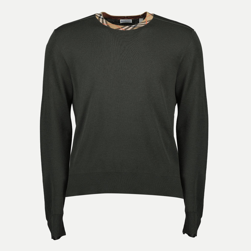 Maille Pulle en laine Burberry Kaki Homme