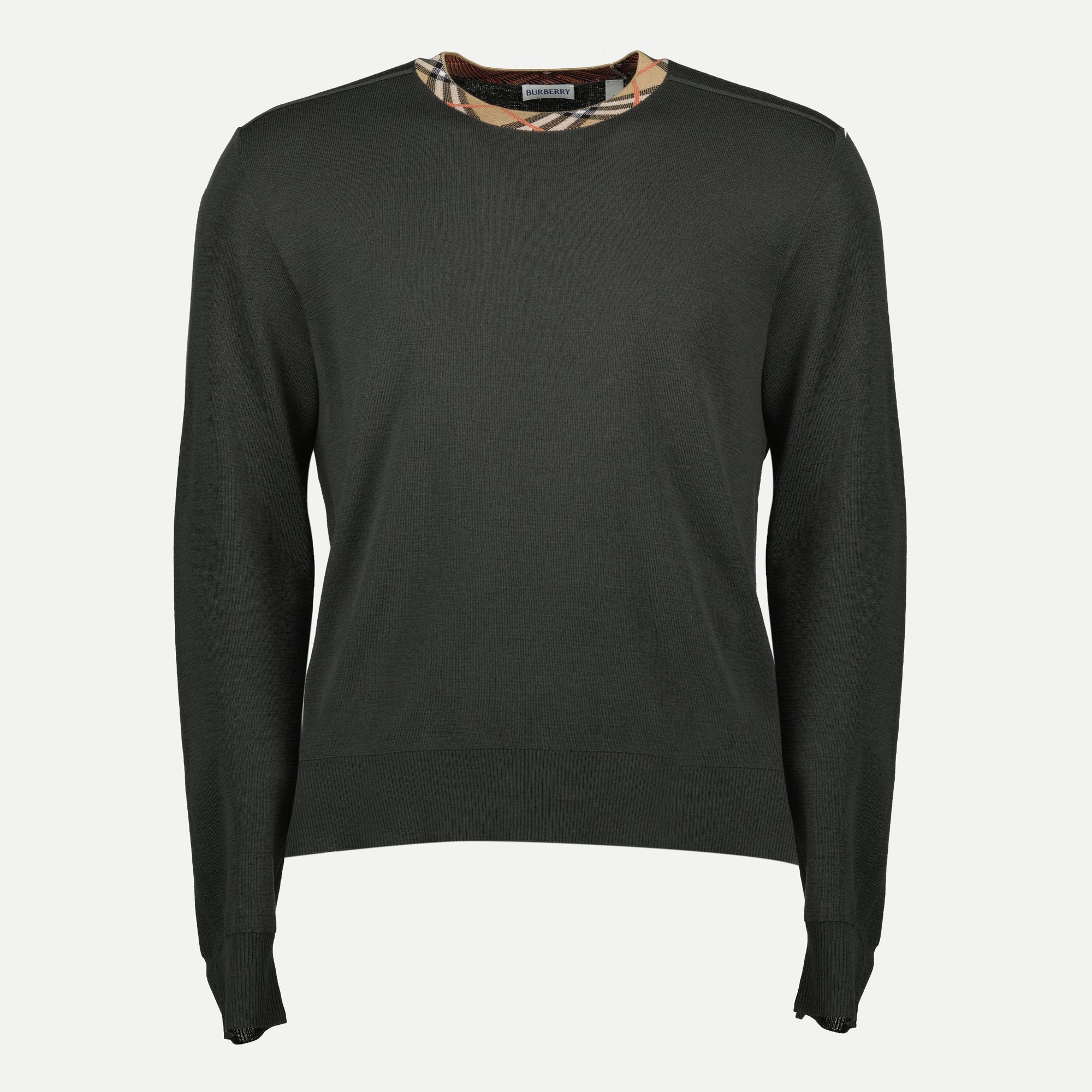 Maille Pulle en laine Burberry Kaki Homme