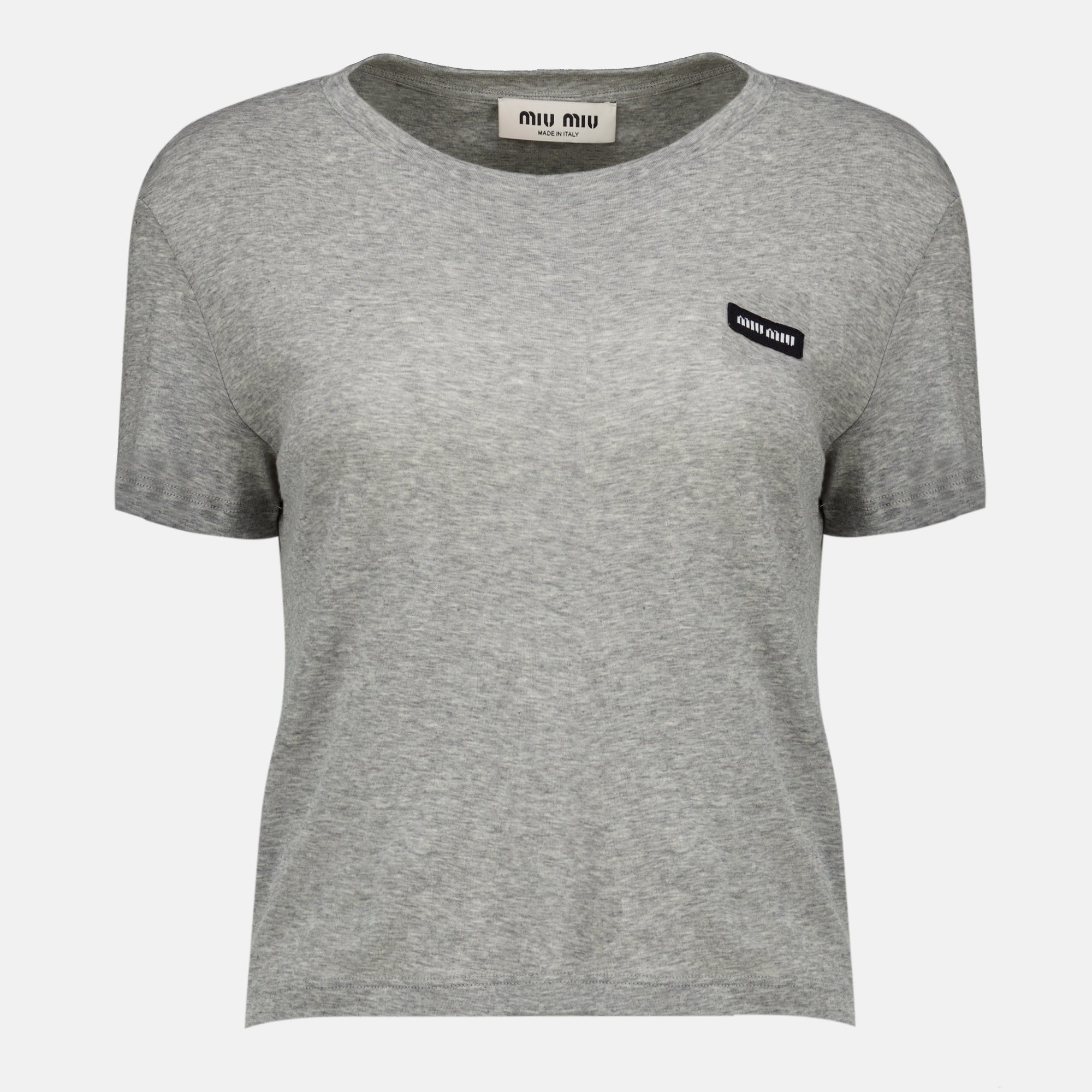 T-shirts T-Shirt in Jersey Cotele Grigia Miu Miu Gris Femme