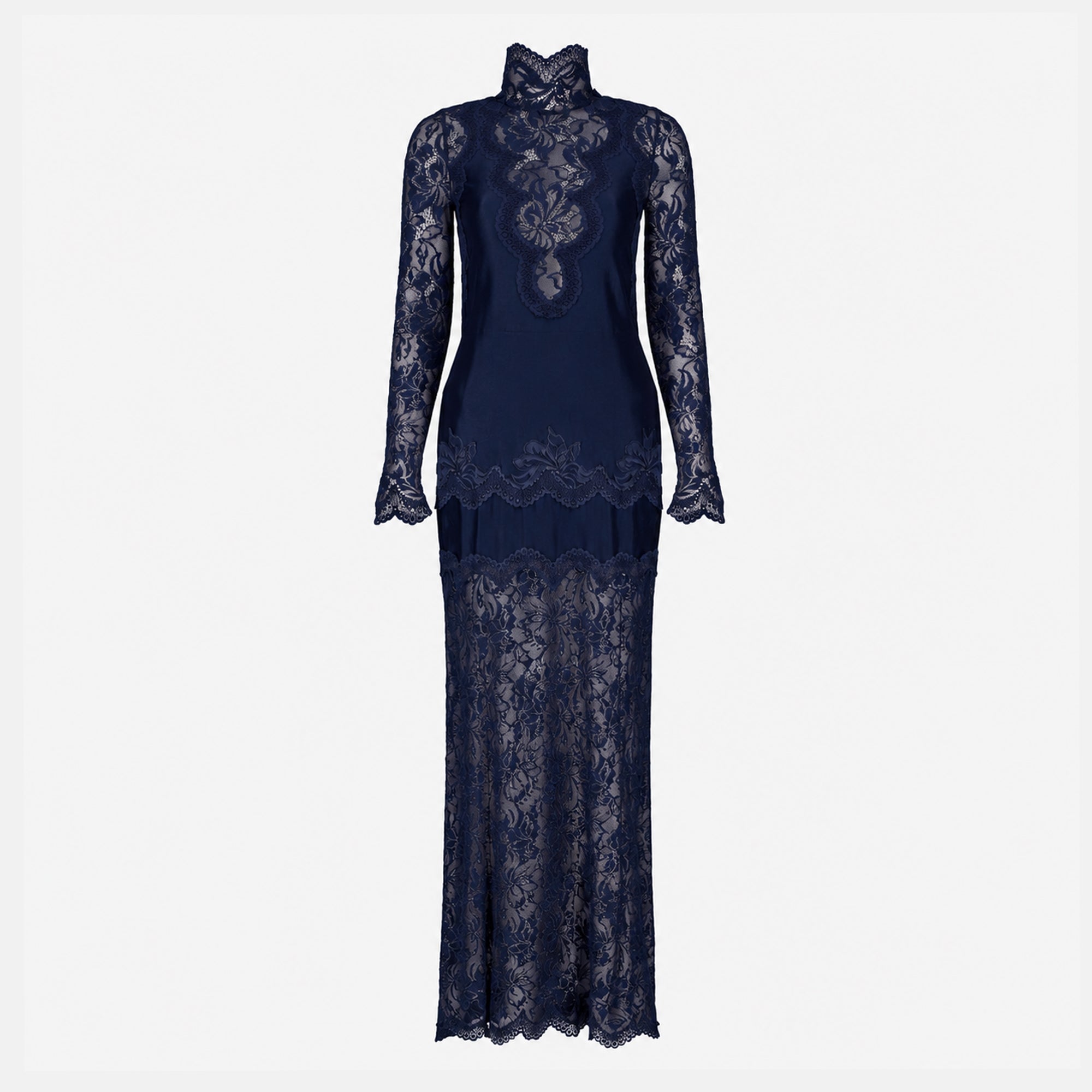 Robes Robe longue en dentelle bleu marine Rabanne Bleu foncé Femme
