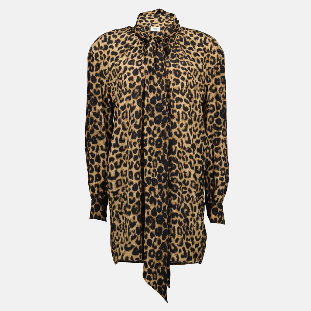 Image de l'article Robe imprimé léopard de la marque Saint Laurent pour Femme - Saison Automne-Hiver 2025 - Vue de Face