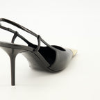Escarpins Slingbacks Jeanne noir en cuir lisse Saint Laurent Noir Femme