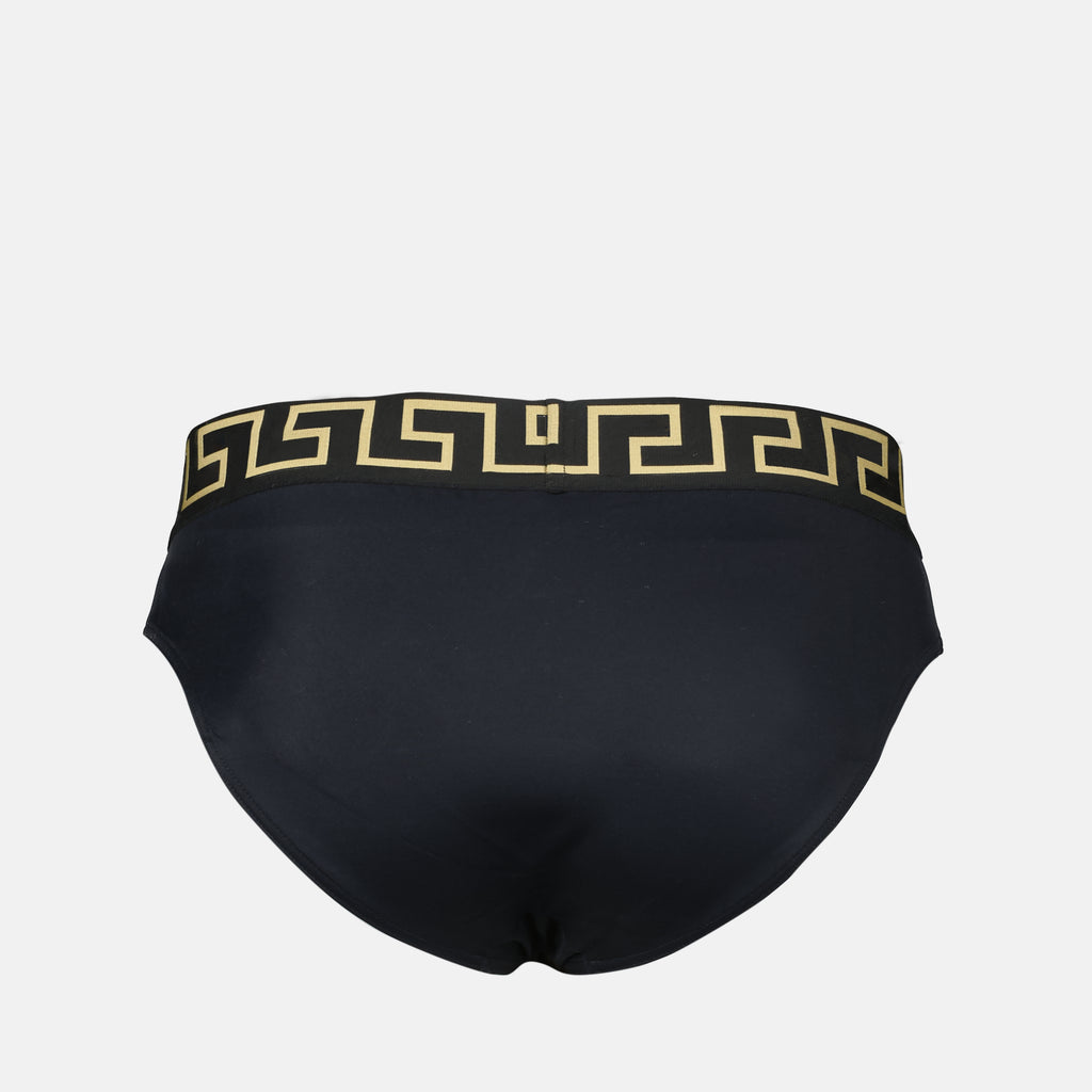 Beachwear Slip de bain Medusa Greca Versace Noir Homme