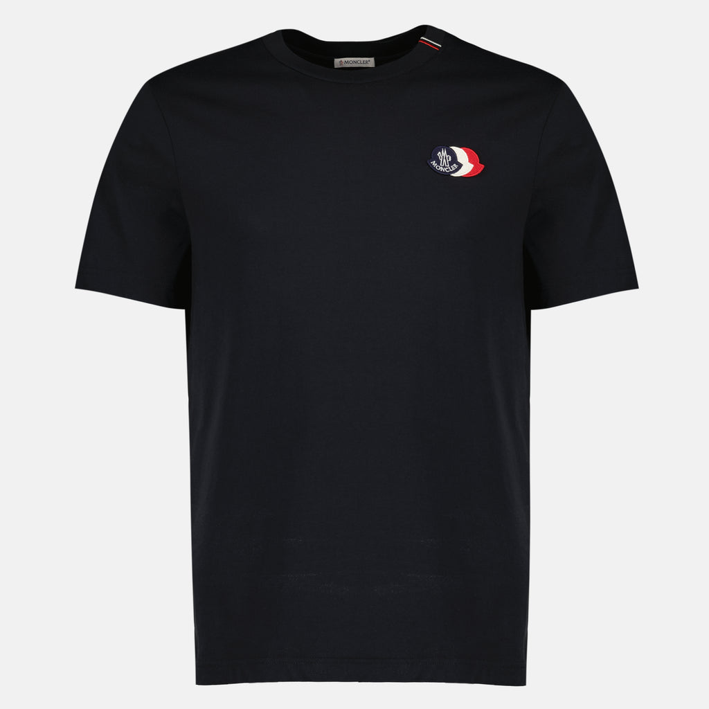 T-shirts Camiseta de algodón con logo tricolor azul marino Moncler Bleu foncé Homme