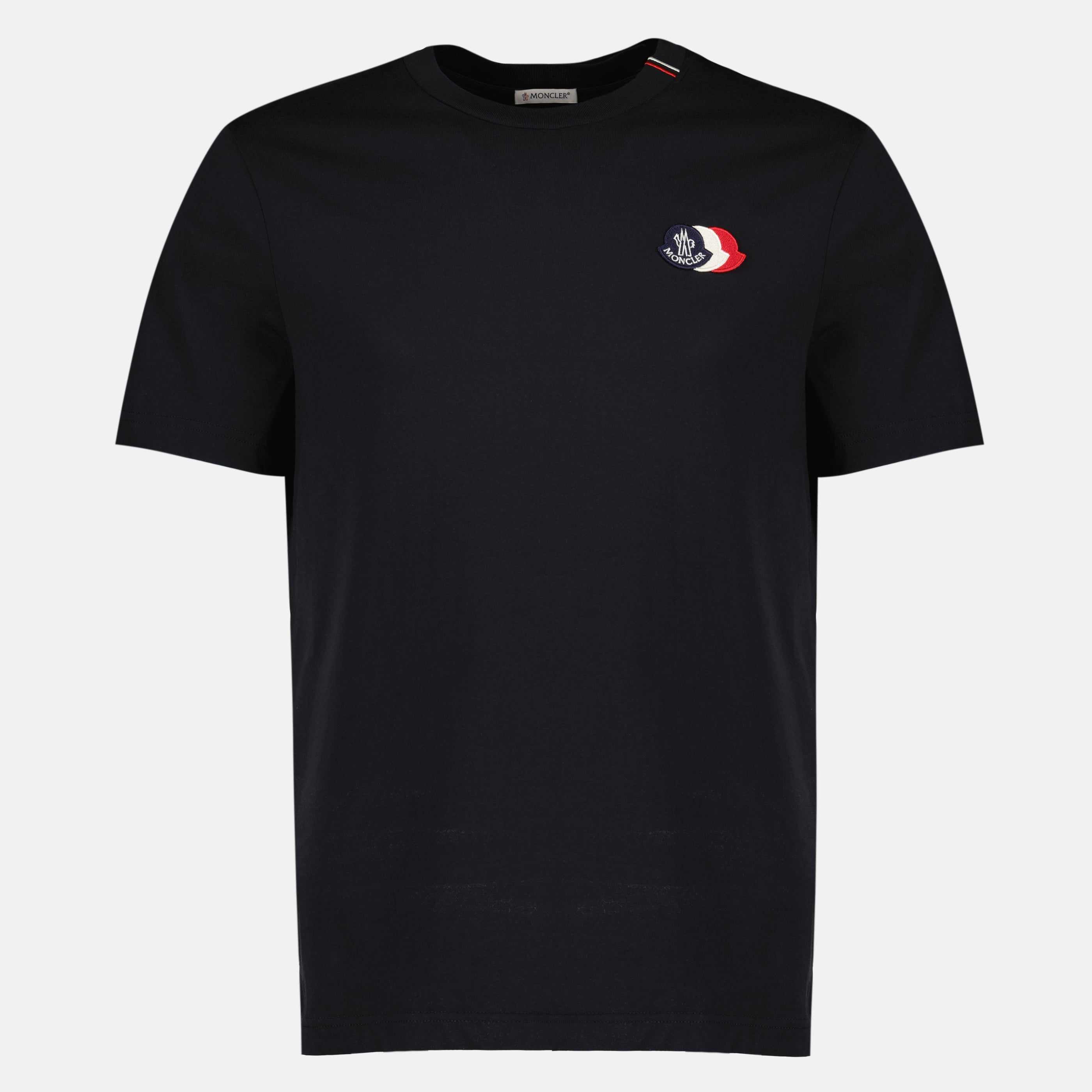 T-shirts T-Shirt de Algodão com Logótipo Tricolor Azul Marinho Moncler Bleu foncé Homme
