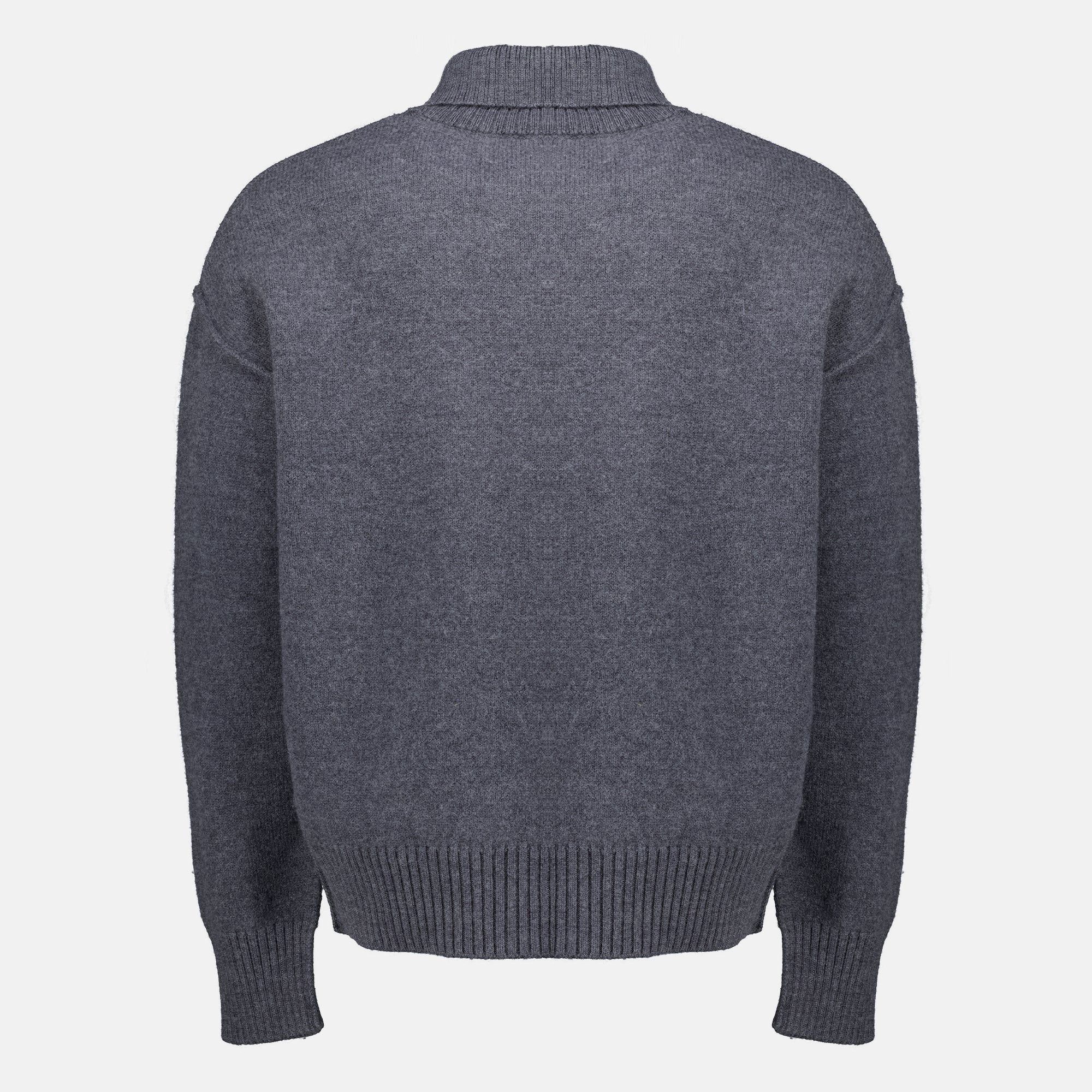 Maille Pull col roulé en laine gris Ami PARIS Gris Unisexe