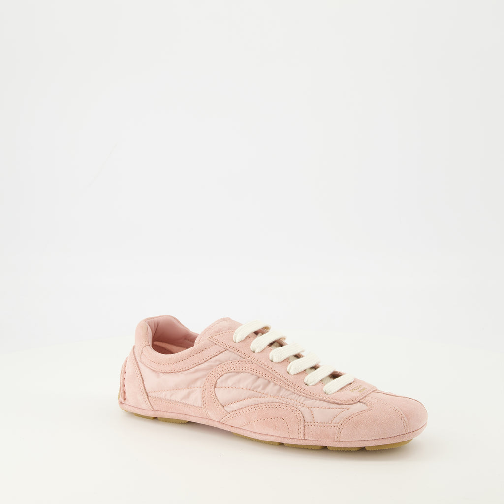 Image de l'article Baskets Montecarlo rose de la marque Prada pour Femme - Saison Printemps-Été 2026 - Vue trois quarts avant droite