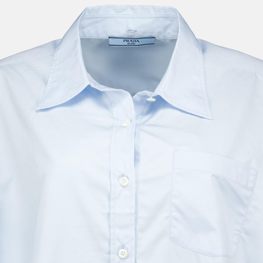 Chemises Blaues Popeline-Hemd Prada Bleu Femme