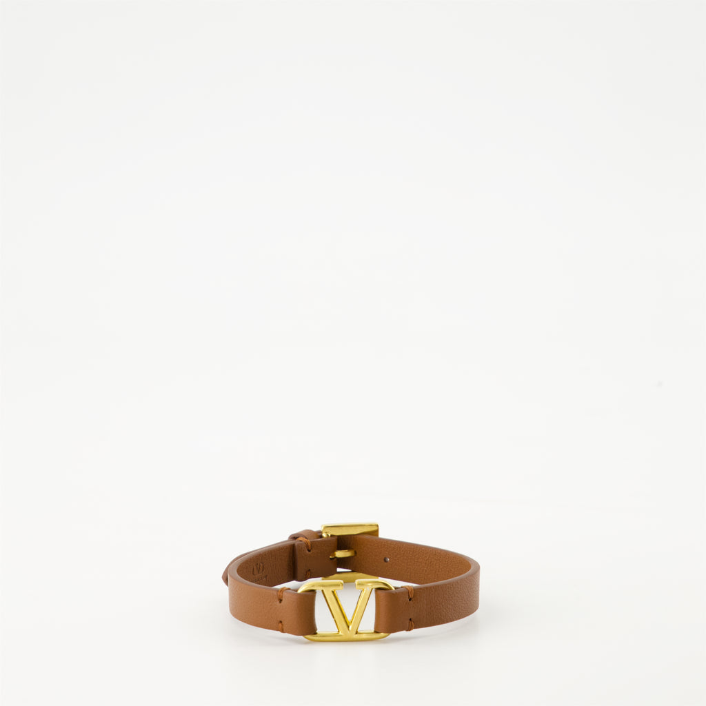 Bijoux Bracelet VLogo en cuir Valentino Garavani Marron Homme