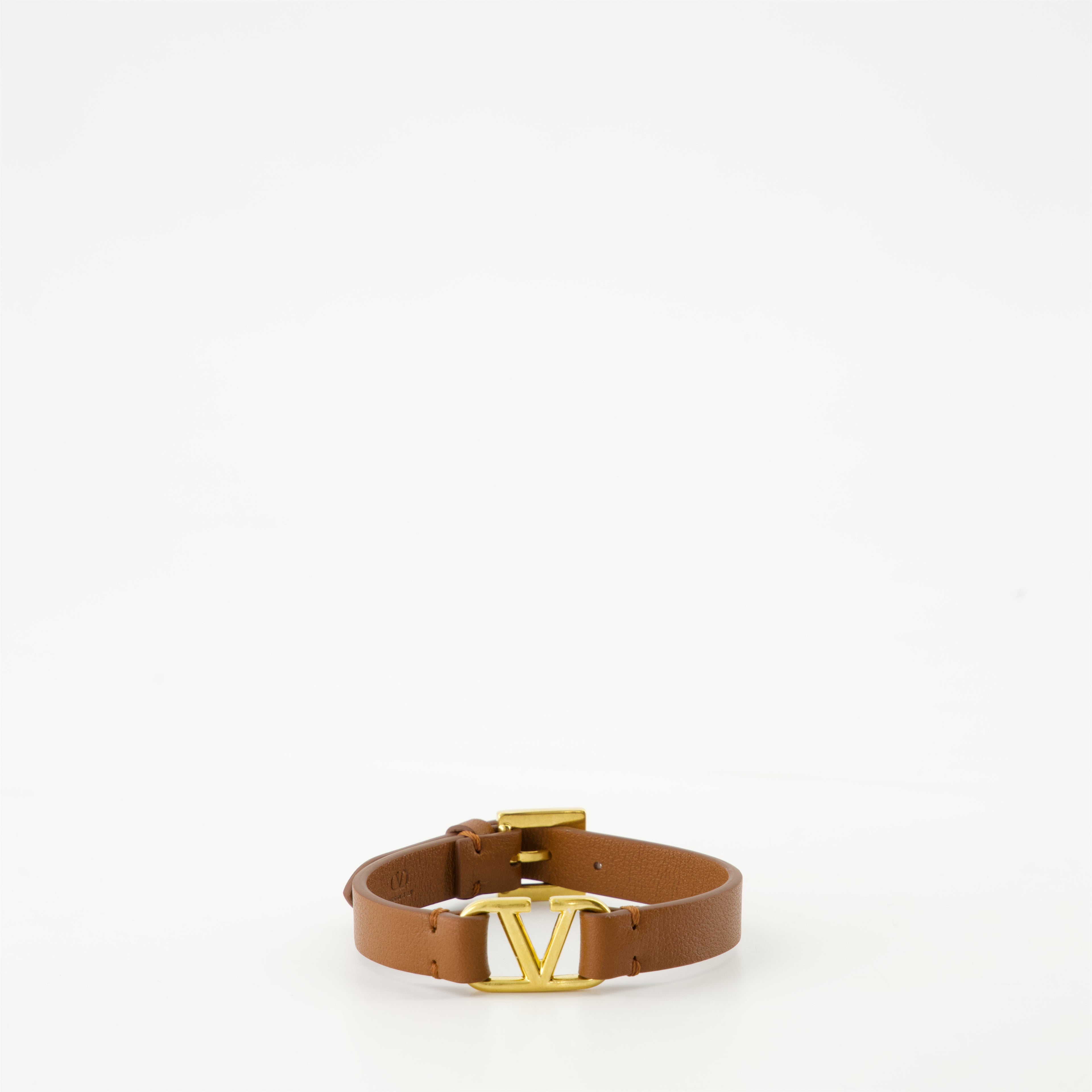 Bijoux Bracelet VLogo en cuir Valentino Garavani Marron Homme