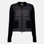Maille Gestepptes Zip-Cardigan aus schwarzer Wolle Moncler Noir Femme