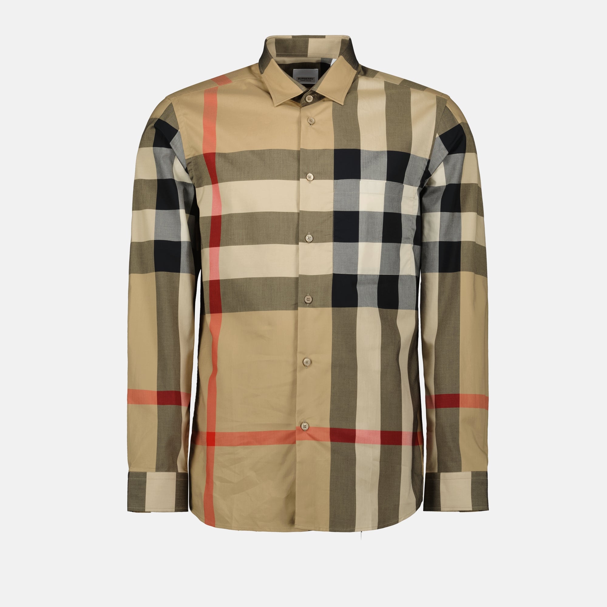 Camisas Camisa à Geométrico em Xadrez Burberry Bege Homme
