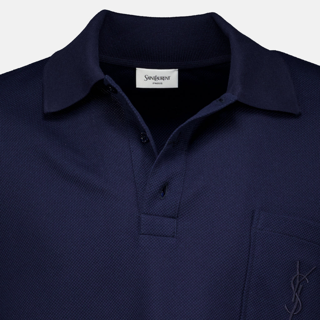 Polos Polo en piqué de coton bleu marine Saint Laurent Bleu foncé Homme