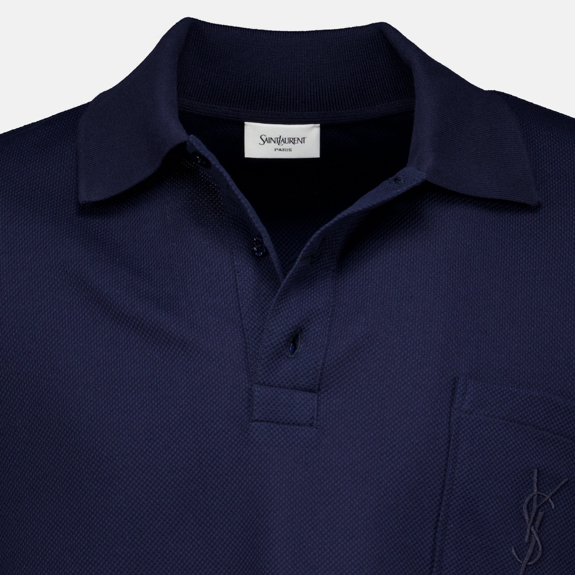 Polos Polo en piqué de coton bleu marine Saint Laurent Bleu foncé Homme