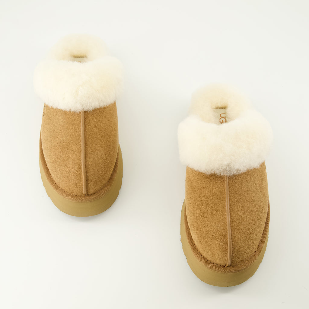 Image of the Ugg brand brown Slide Mules for Women - Spring-Summer 2026 - Top view of the pair of shoes