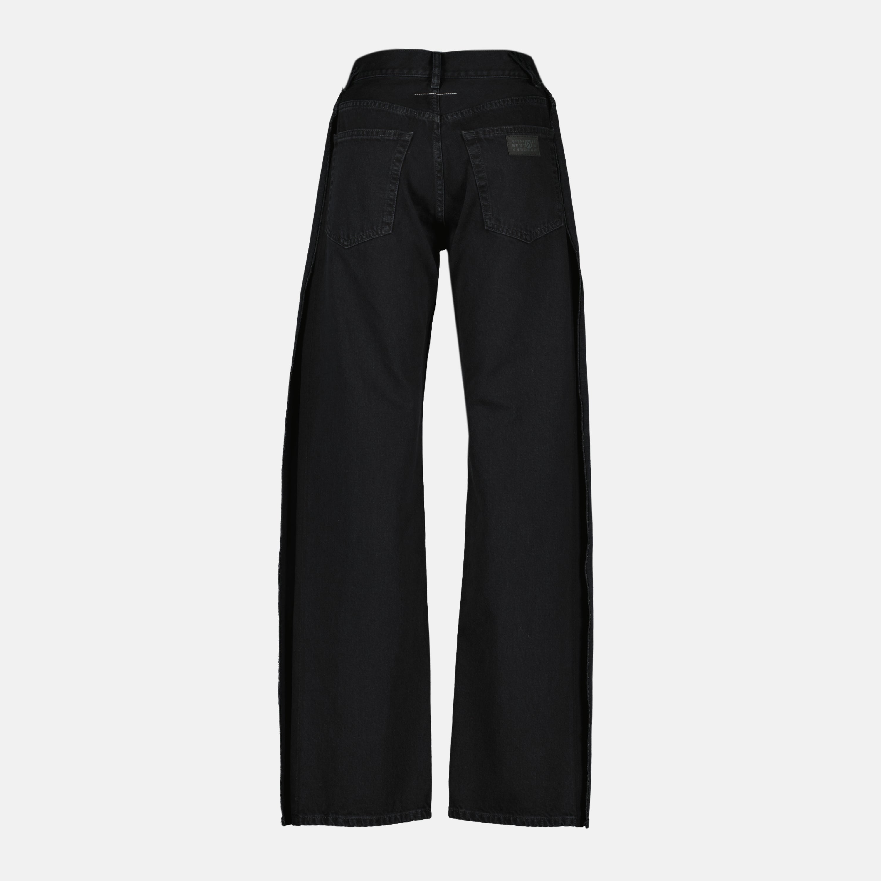 Image de l'article Jean droit en denim noir de la marque Mm6 pour Femme - Saison Automne-Hiver 2025 - Vue de Dos