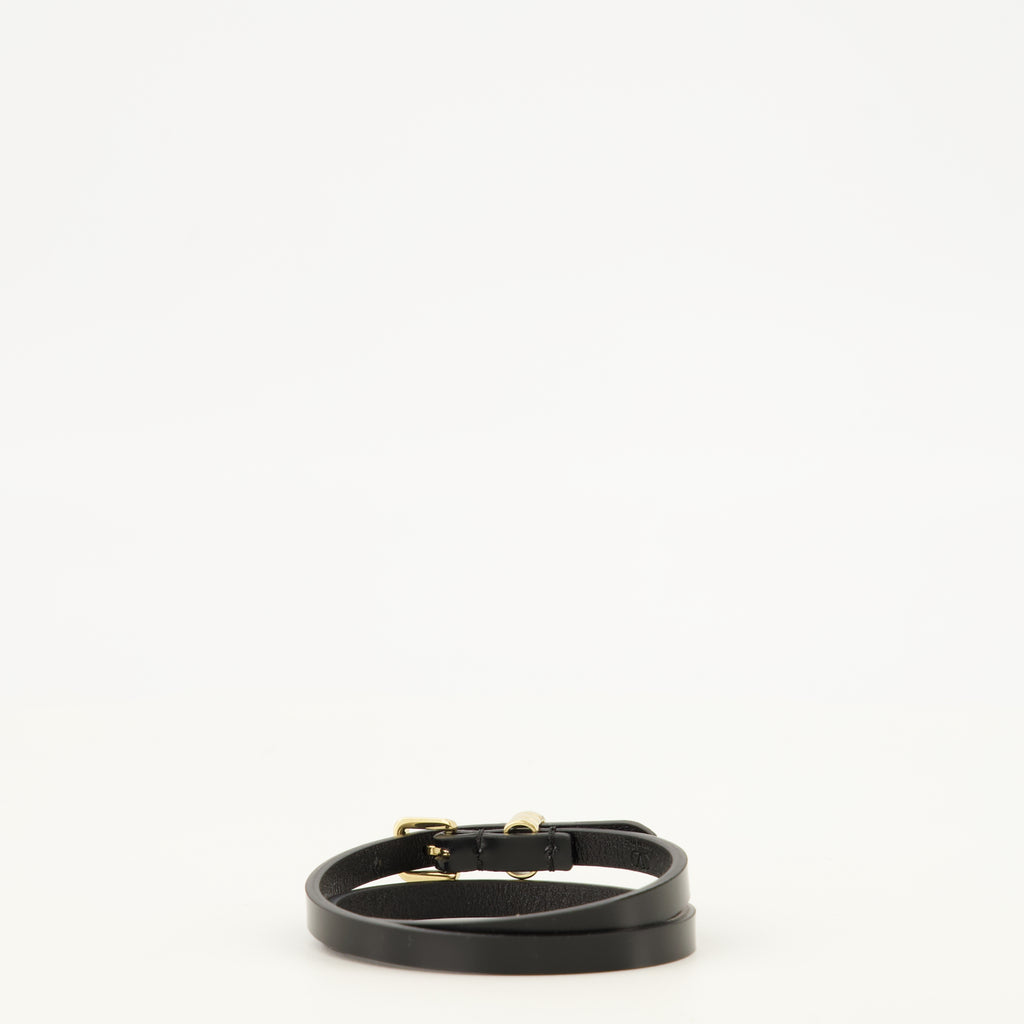 Bijoux Bracciale in Pelle Nera VLogo Valentino Garavani Noir Femme