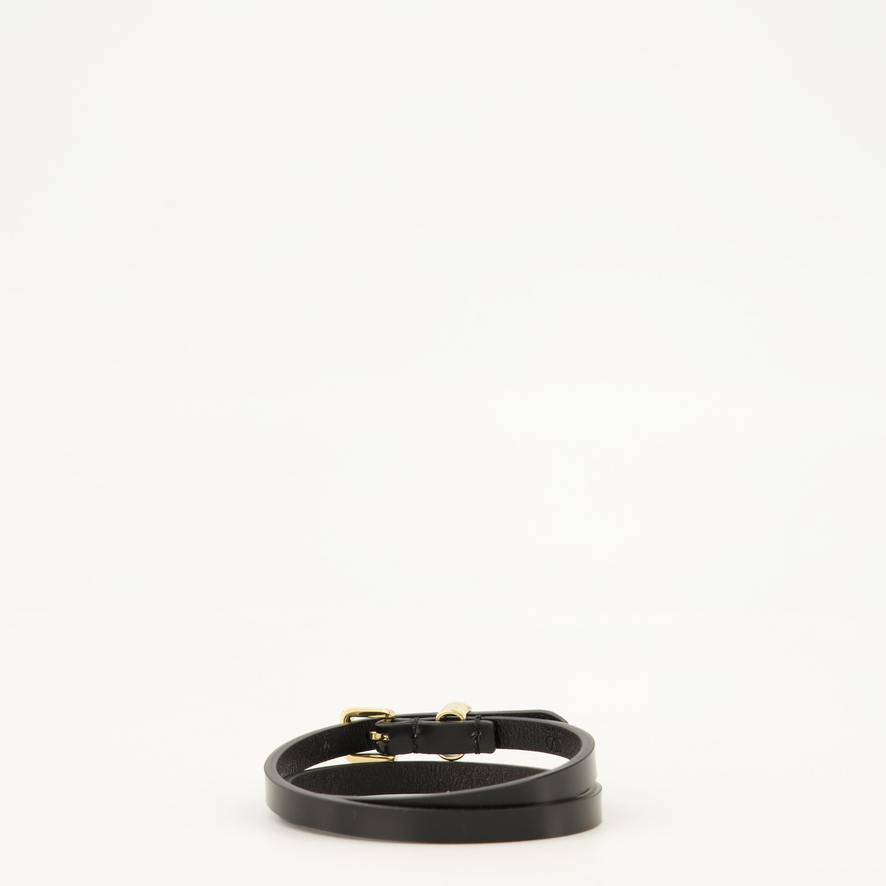 Bijoux Bracelet VLogo en cuir noir Valentino Garavani Noir Femme