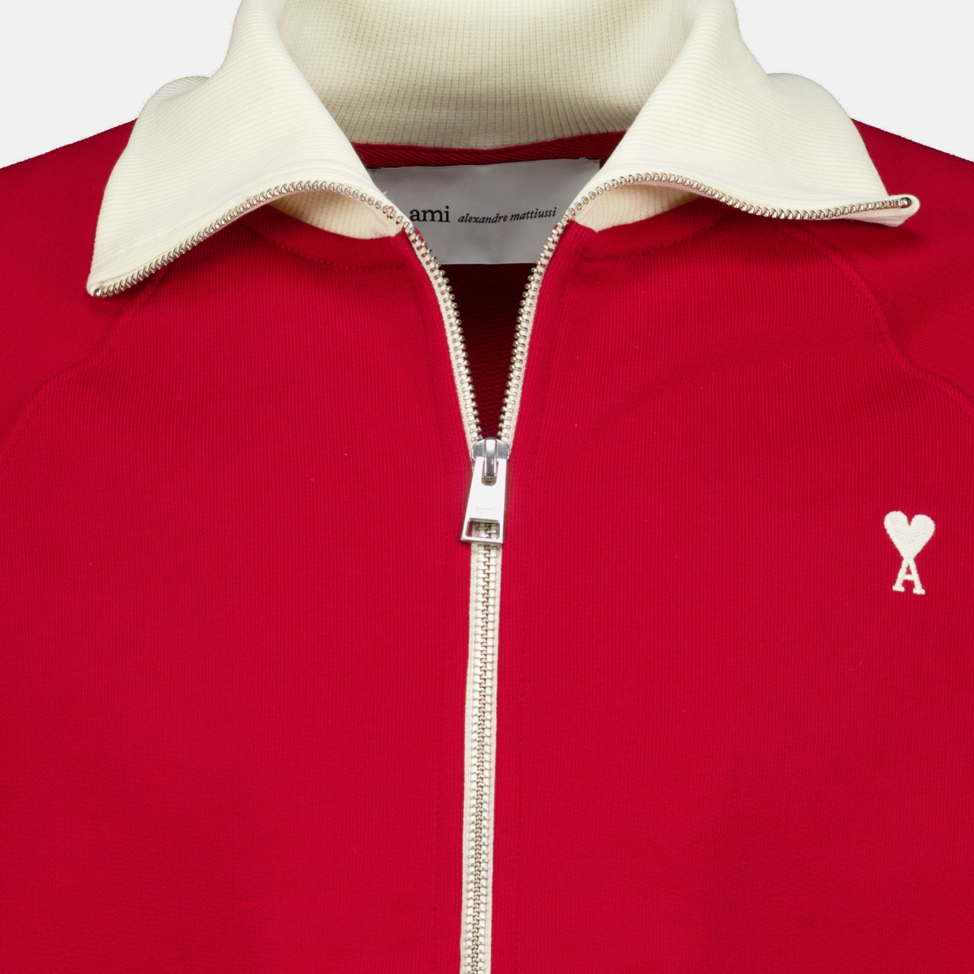 Sweatshirts Chaqueta de Algodón Roja con Cierre Ami PARIS Rouge Unisexe