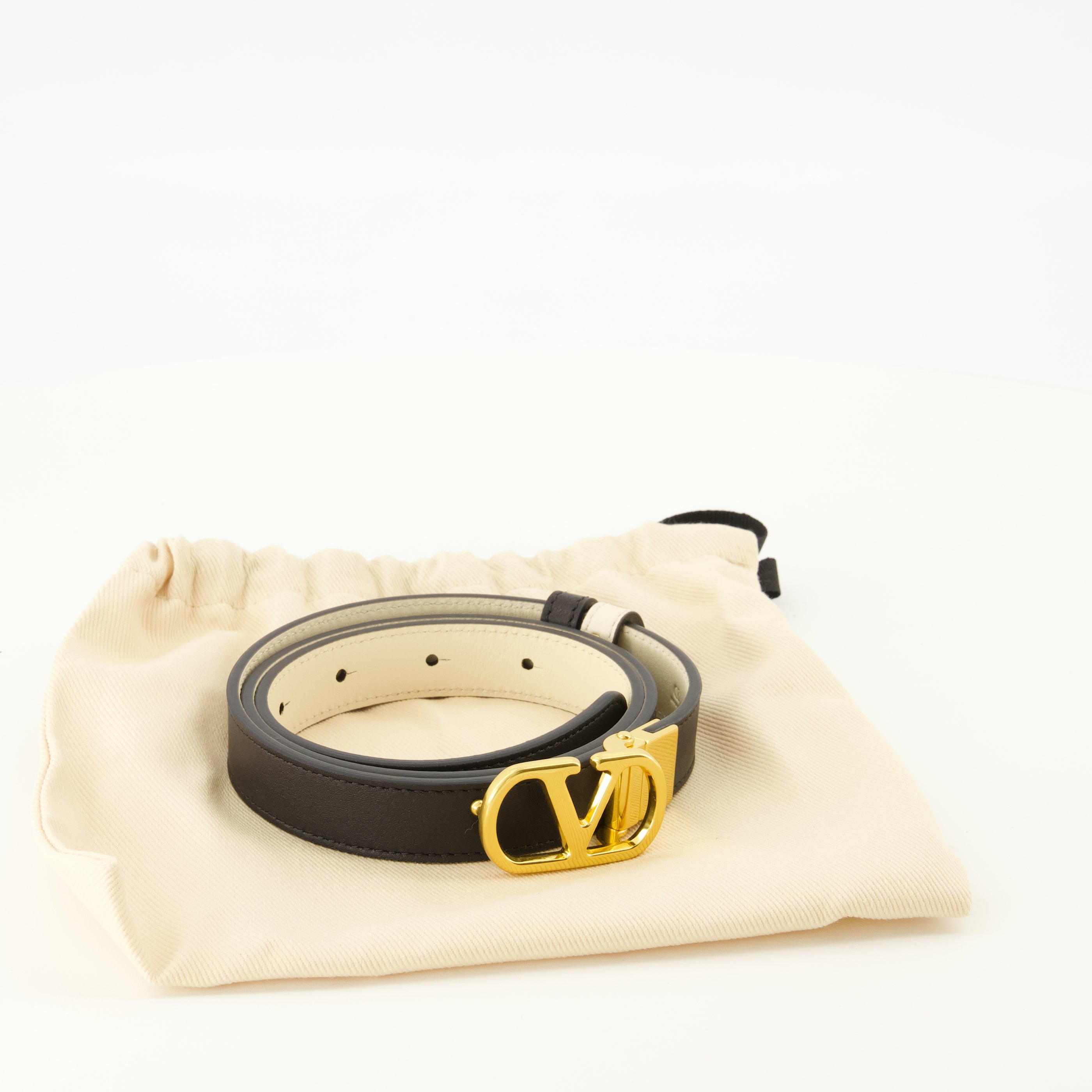 Ceintures Cintura VLogo Reversibile in Bianco e Nero 20 mm Valentino Garavani Blanc Femme