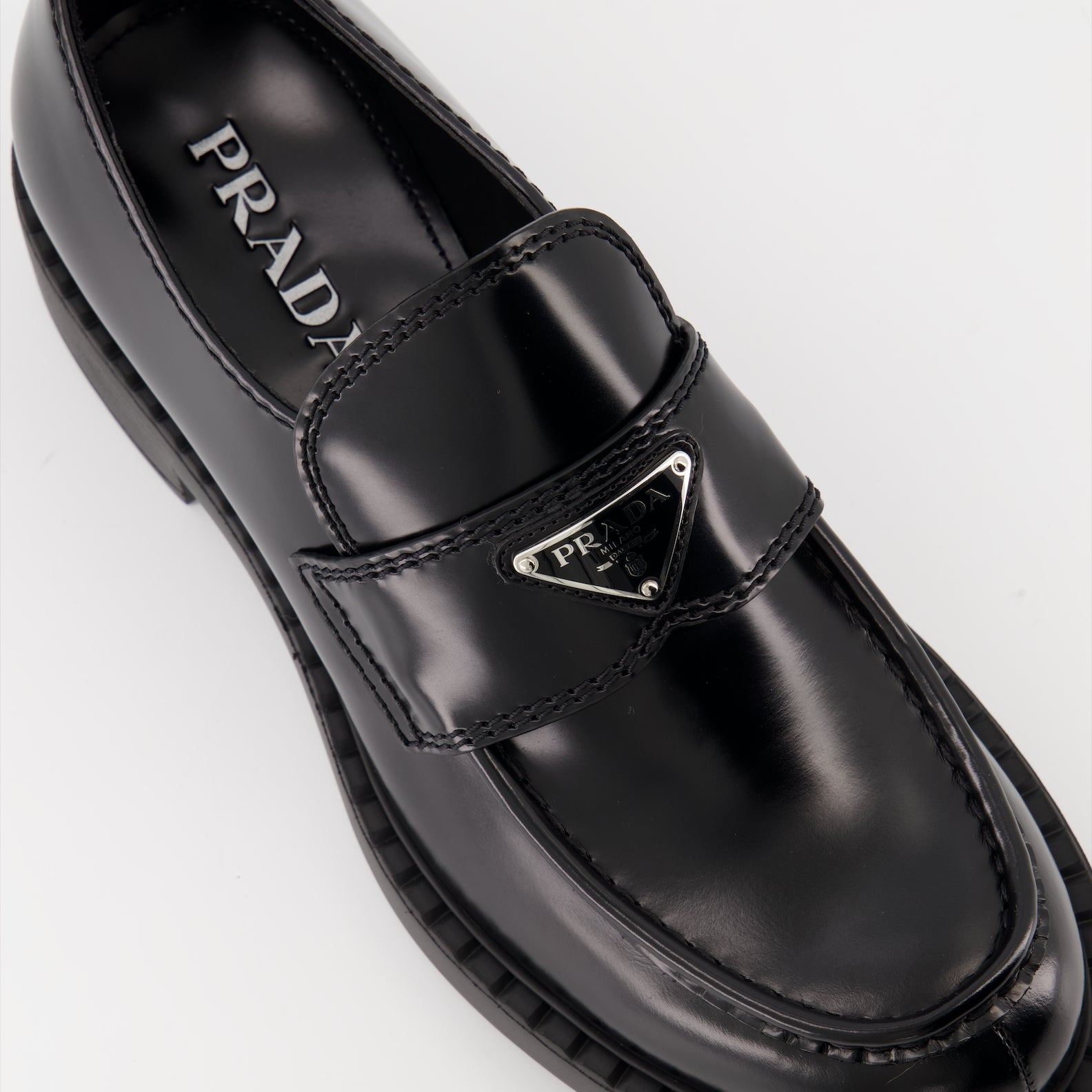 Loafer Leder Mokassins Prada Schwarz Homme