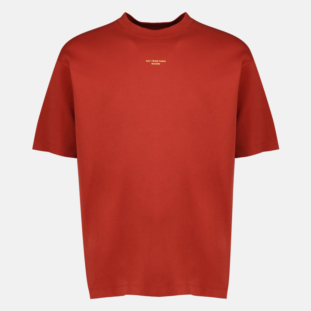 Bild des Artikels Rotes Slogan-T-Shirt der Marke Drole De Monsieur für Herren - Frühjahr-Sommer 2026 - Vorderansicht