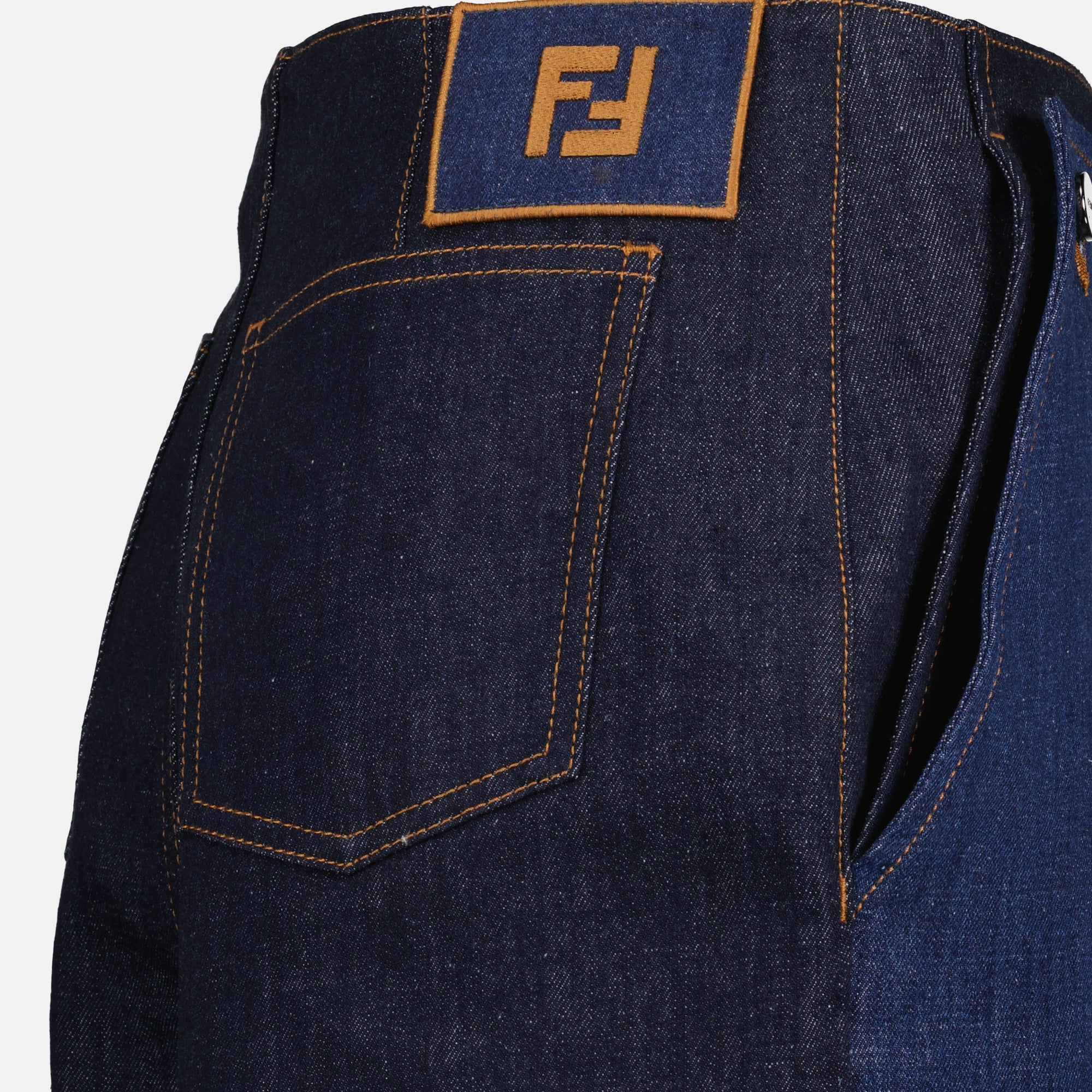 Shorts Bicolor Denim Shorts Fendi Dunkelblau Femme