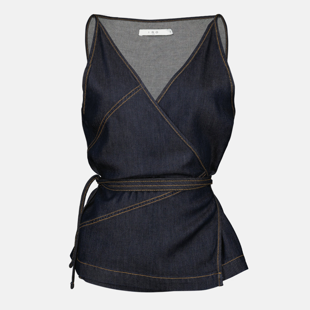 Tops Top portefeuille en denim Iro Bleu foncé Femme