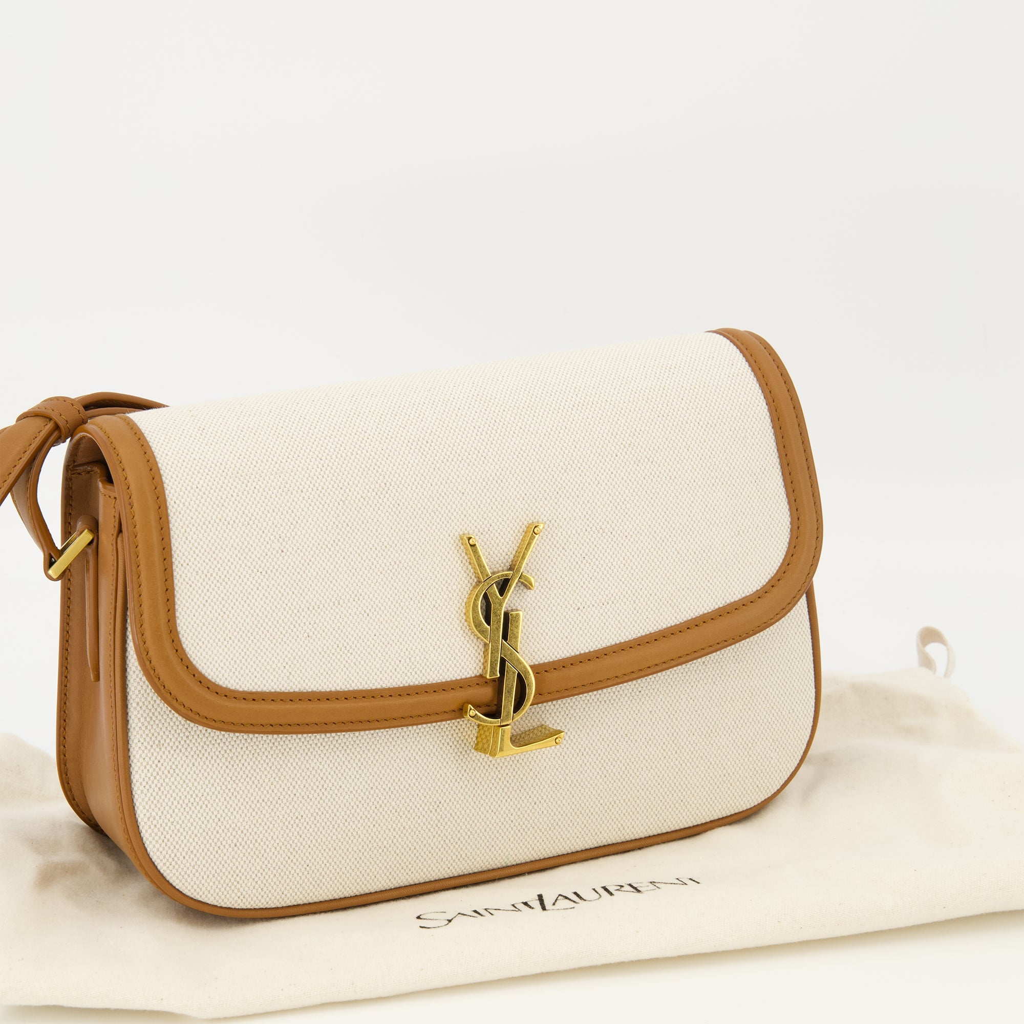 Image of the item Leather and cotton bag by the brand Saint Laurent for Women - Spring-Summer 2025 - Detailed View 2