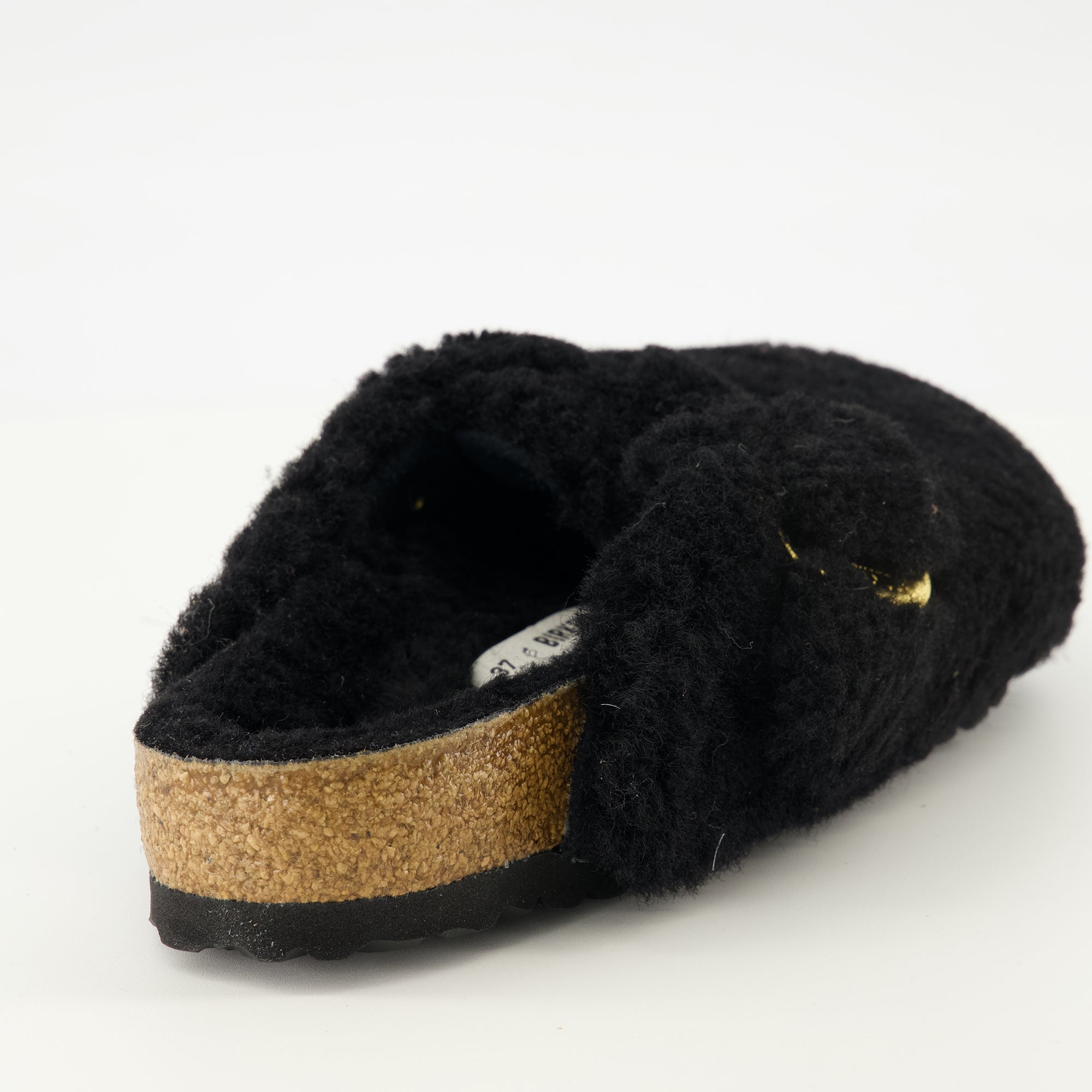 Image de l'article Mules Boston en teddy noir de la marque Birkenstock pour Femme - Saison Printemps-Été 2026 - Vue arrière