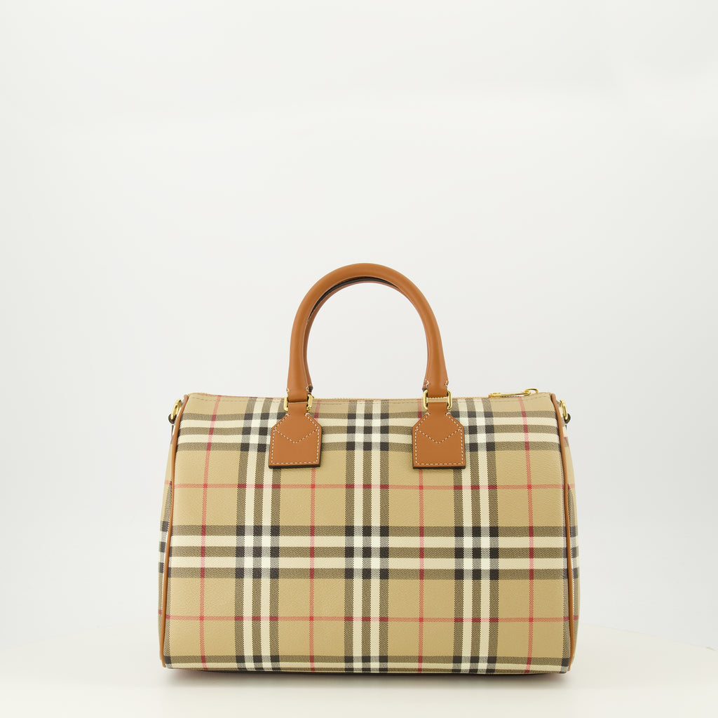 Image de l'article Sac Bowling Check beige de la marque Burberry pour Femme - Saison Printemps-Été 2026 - Vue de Dos