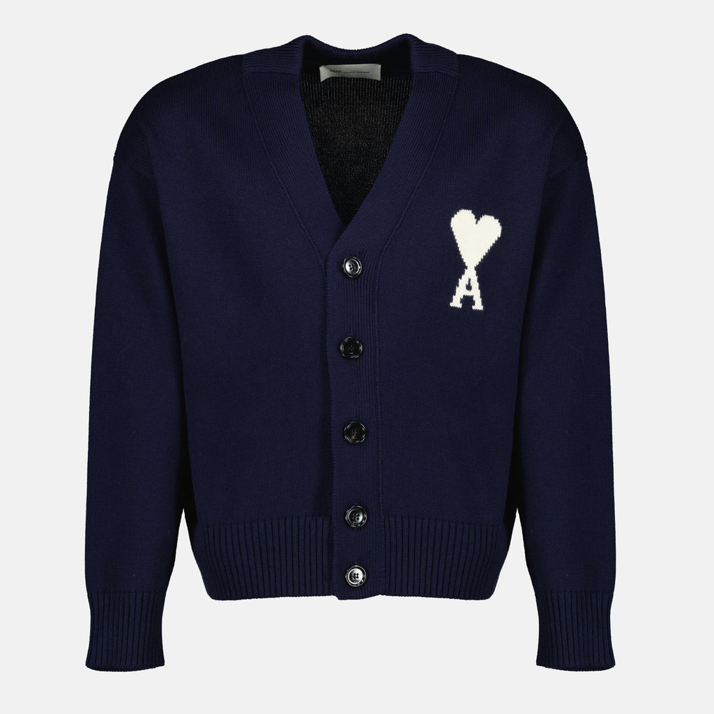브랜드 Ami PARIS의 유니섹스용 네이비 카디건 이미지 - 봄-여름 2026 - 정면 보기