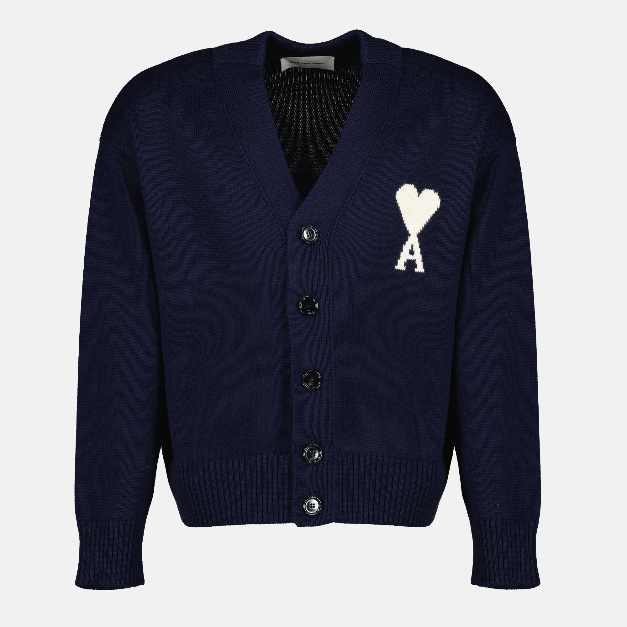 Image de l'article Cardigan AMI de coeur bleu marine de la marque Ami PARIS pour Unisex - Saison Printemps-Été 2026 - Vue de Face