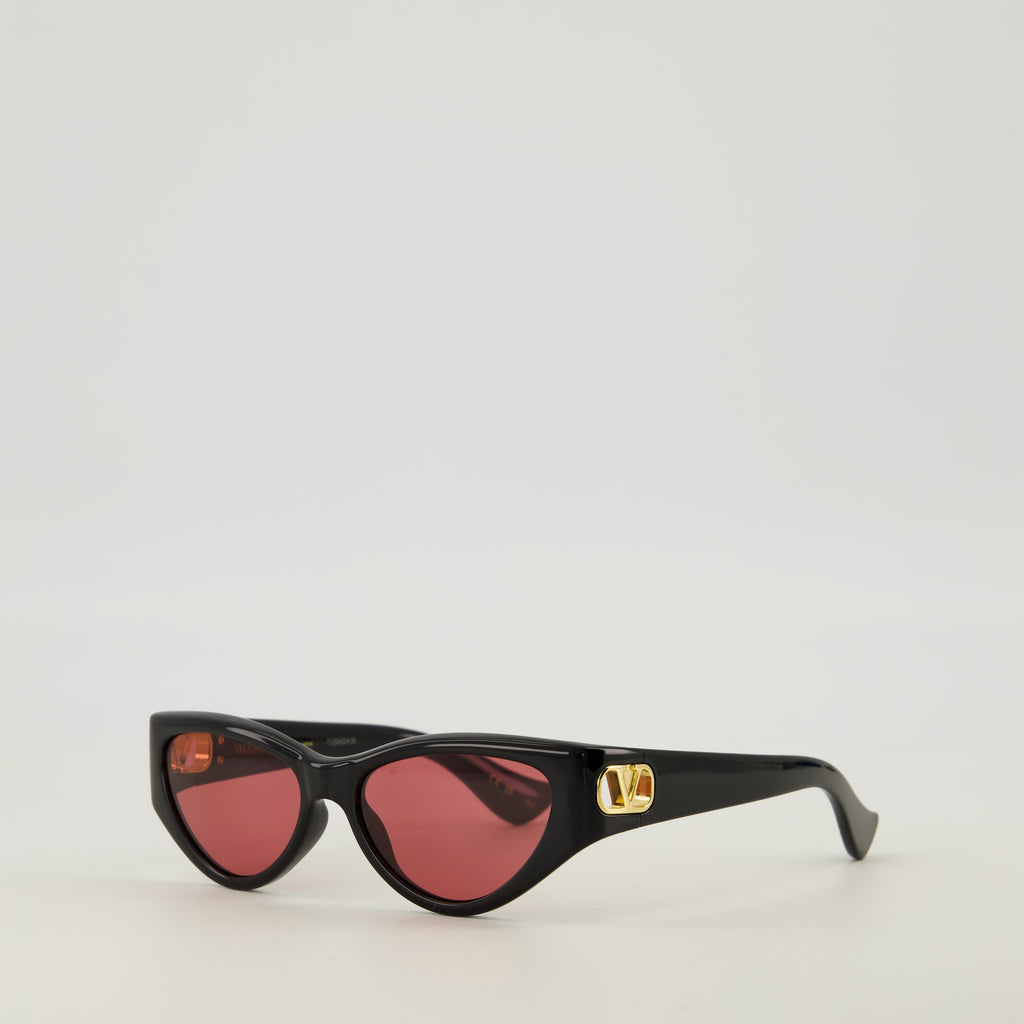 Lunettes Black Cat-Eye Sunglasses in Acetate Valentino Garavani Noir Femme