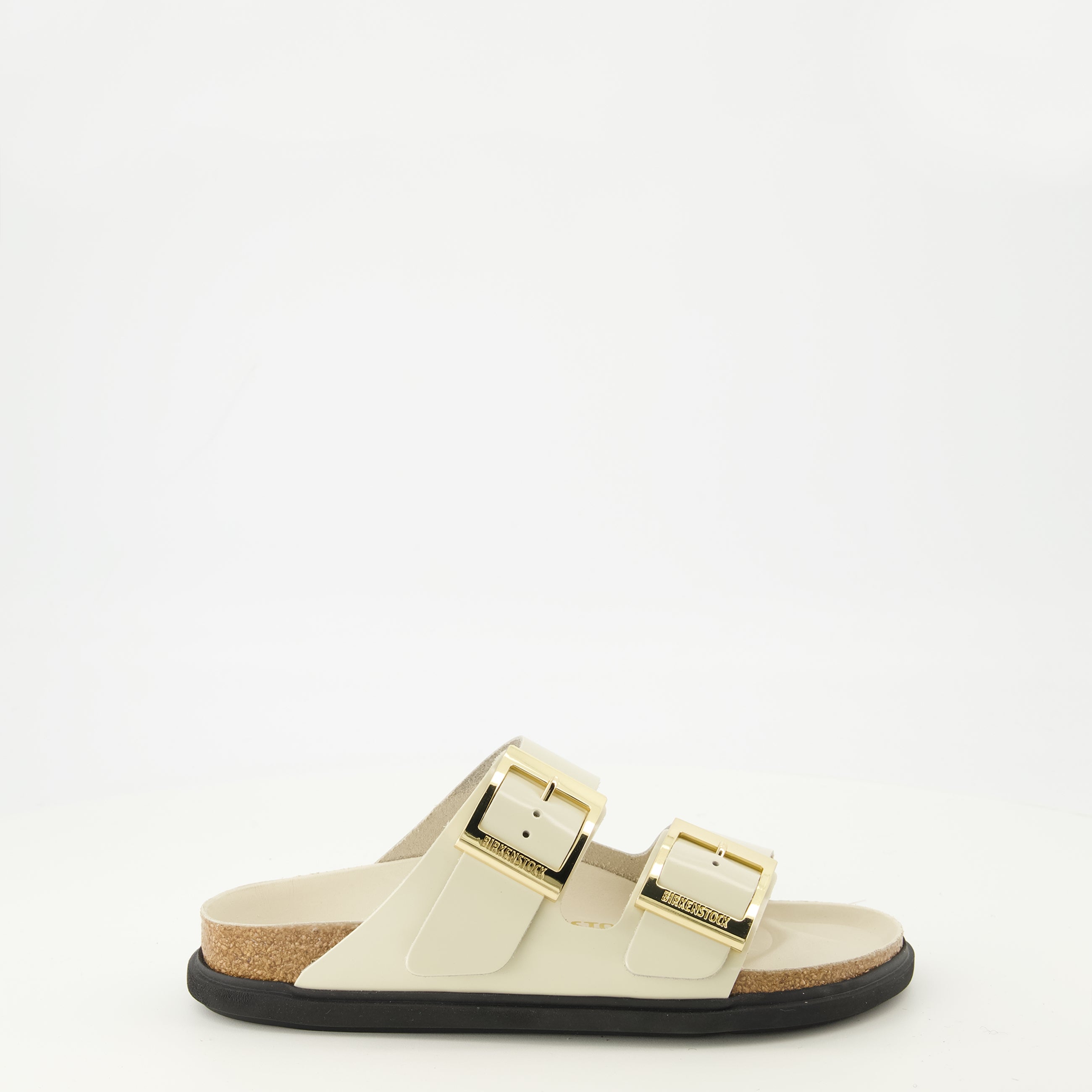 Image de l'article Sandales Arizona en cuir verni blanc de la marque Birkenstock pour Femme - Saison Printemps-Été 2026 - Vue latérale droite