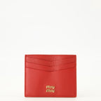 Petite maroquinerie 레드 가죽 카드 홀더 Miu Miu Rouge Femme