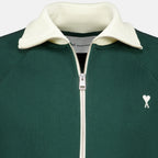 Sweatshirts Giacca in Cotone Verde con Zip Ami PARIS Vert Unisexe