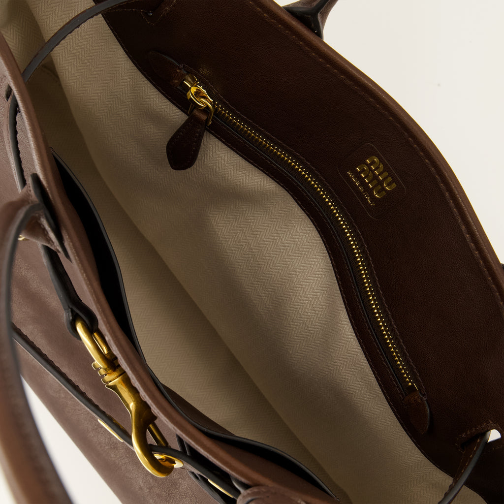 Sacs à main et épaule Saco de Aventura em Couro Nappa Castanho Miu Miu Marron Femme