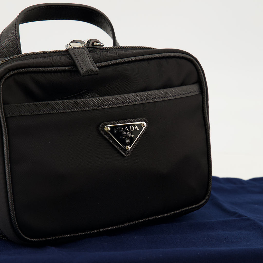 Sacs bandoulière Borsa in pelle nera e Re-Nylon Prada Noir Homme